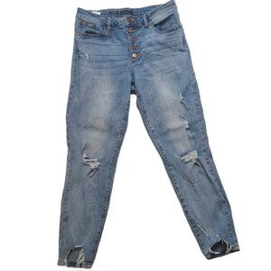 SeeThruSoul distressed crop ankle light wash high rise denim pant size 28